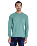 Unisex garment-Dyed Long-Sleeve T-Shirt with Pocket - NEW RAILROAD - S(D0102H7YT5T)