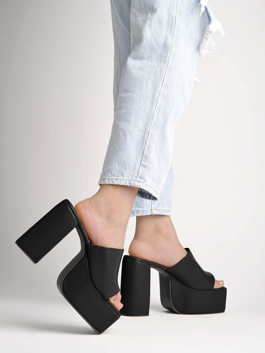 Shoetopia Stylish Solid Black Block Heels For Women