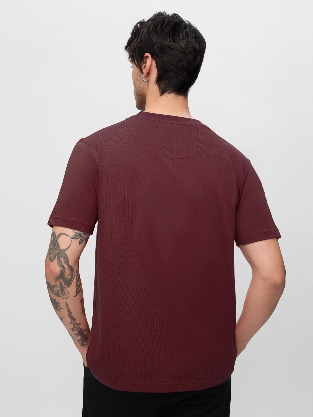 The Souled Store Official Garfield: Espresso Yourself Men and Boys Short Sleeve Round Neck Maroon Graphic Printed Regular Fit Co