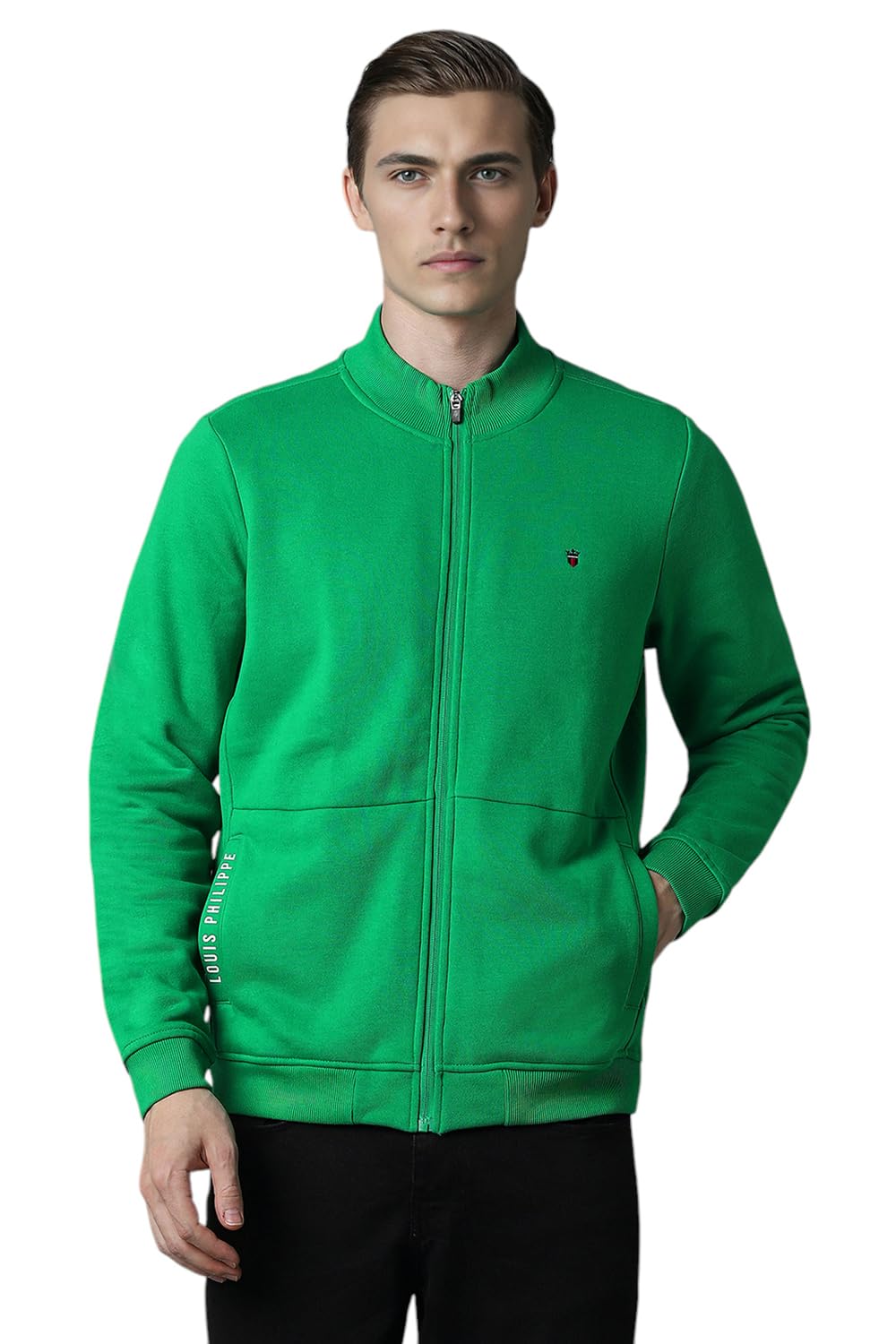 Louis Philippe MenS Polycotton High Neck Sweatshirt (Lystcrgp906152_Green