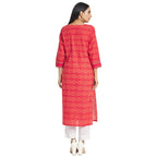 Fabindia Women Cotton Printed Long Kurta Orange