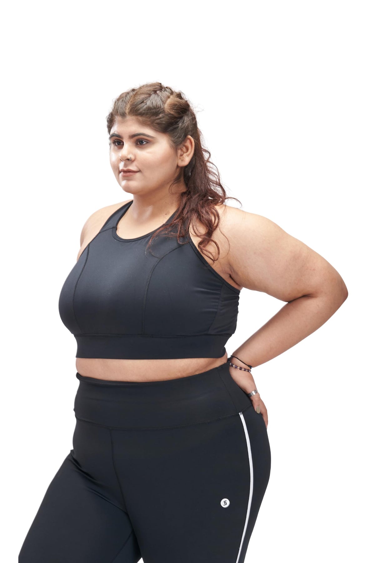 Spirit Animal Plus Size Sports Bra For Women With Cross Straps, Black | High Neck Pull On Sports Bra For High Impact Workout | S 5