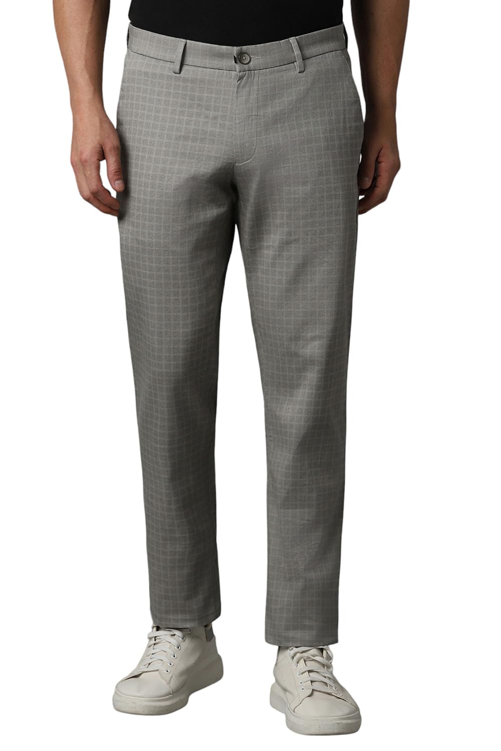 Louis Philippe Men Mid Rise Slim Tapered Trousers (Lytfsslf027465_Grey, 34)