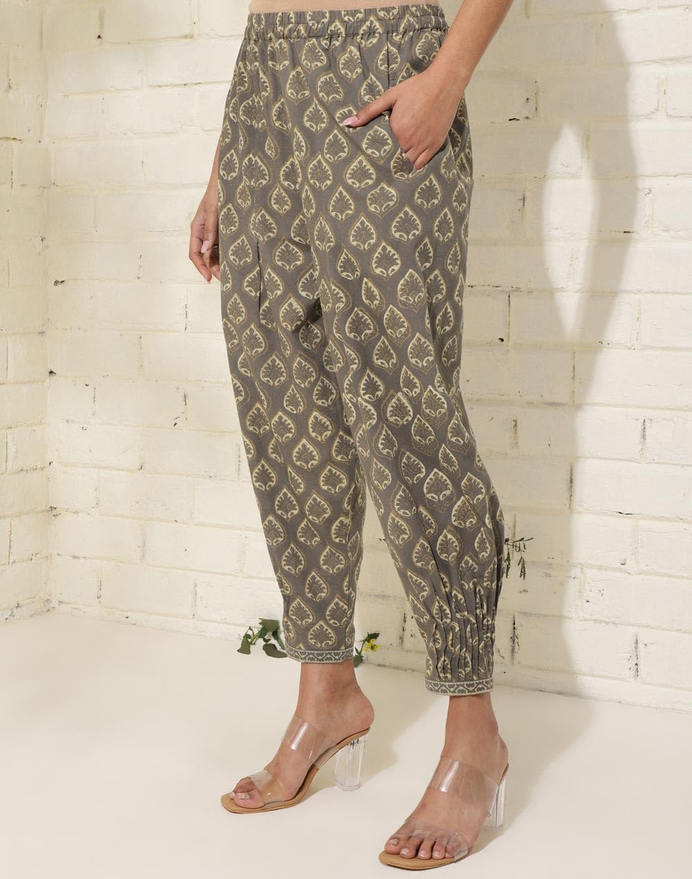 Fabindia Womens Regular Salwar (1032127GREY_Grey
