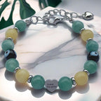 DOLON Handmade Beaded Stainless Steel Heart Granddaughter Charm Evil Eye Lucky Bracelet Birthday Christmas Holiday Gift