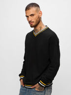 The Souled Store Originals : Tawny Men and Boys Long Sleeves V Neck Cotton Blend Oversized Sweatshirts