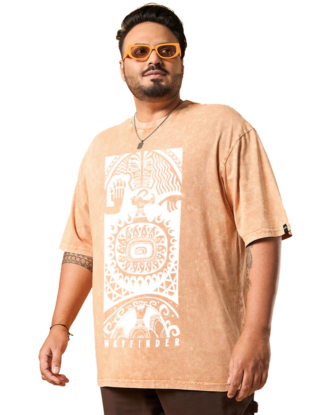 Bewakoof Official Disney Merchandise Moana MenS Graphic Print Oversized Fit Half Sleeve Round Neck Cotton Jersey Plus Size T-Shi