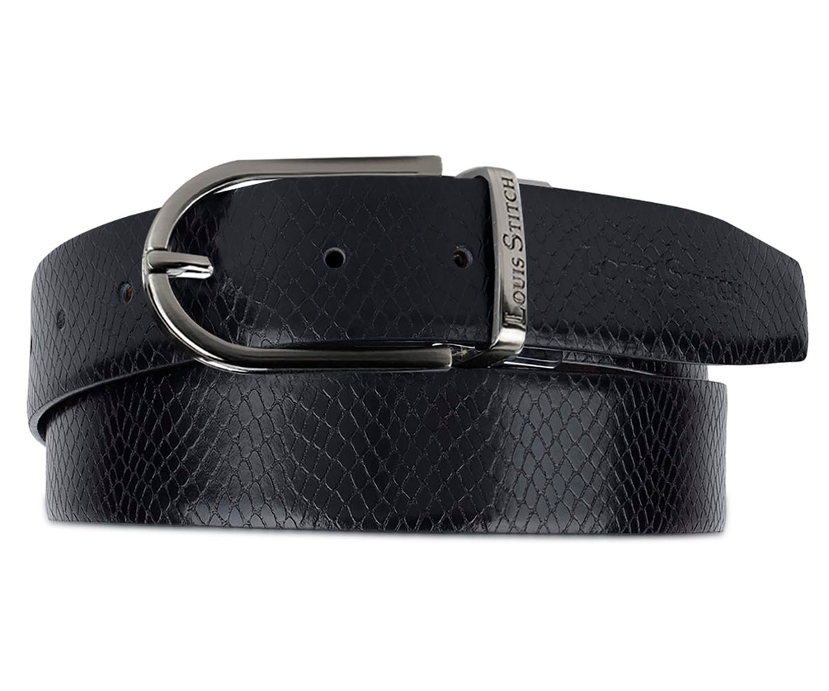 Louis Stitch MenS Spanish Leather Reversible Belt 1.25 Inch (35Mm) Handcrafted Formal Waist Strap With Gunmetal Buckle Belt For 34