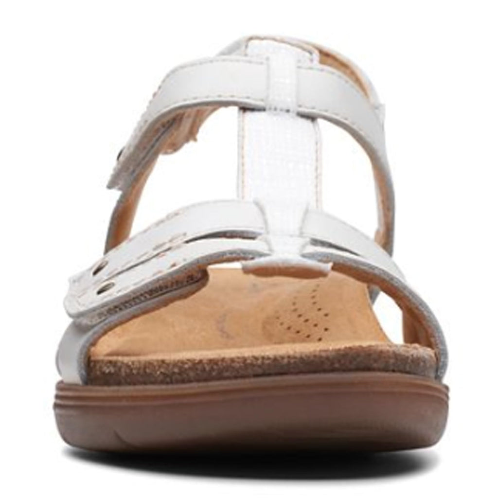 Clarks Women's April Cove Flat Sandal, White Leather, 11
