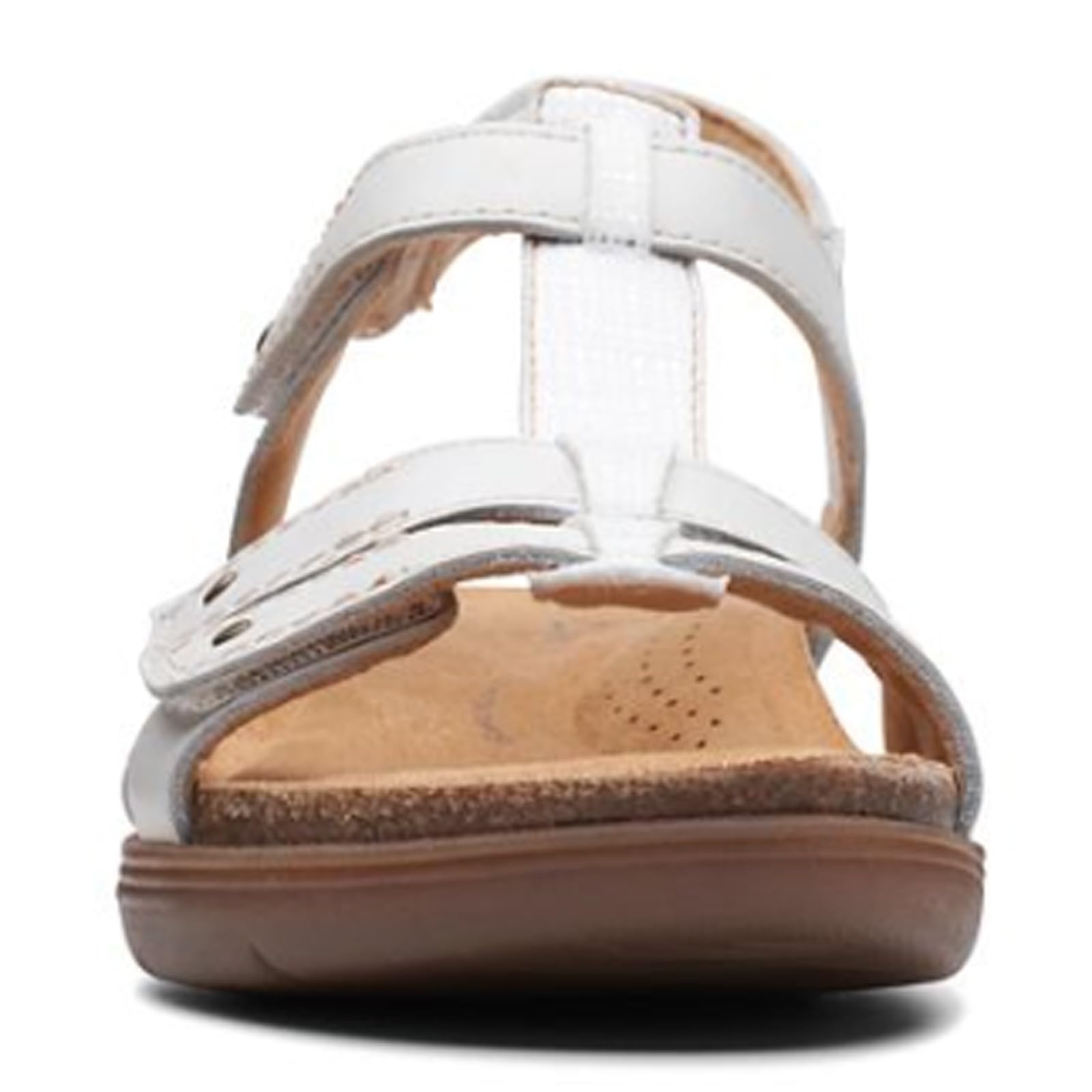 Clarks Women's April Cove Flat Sandal, White Leather, 11