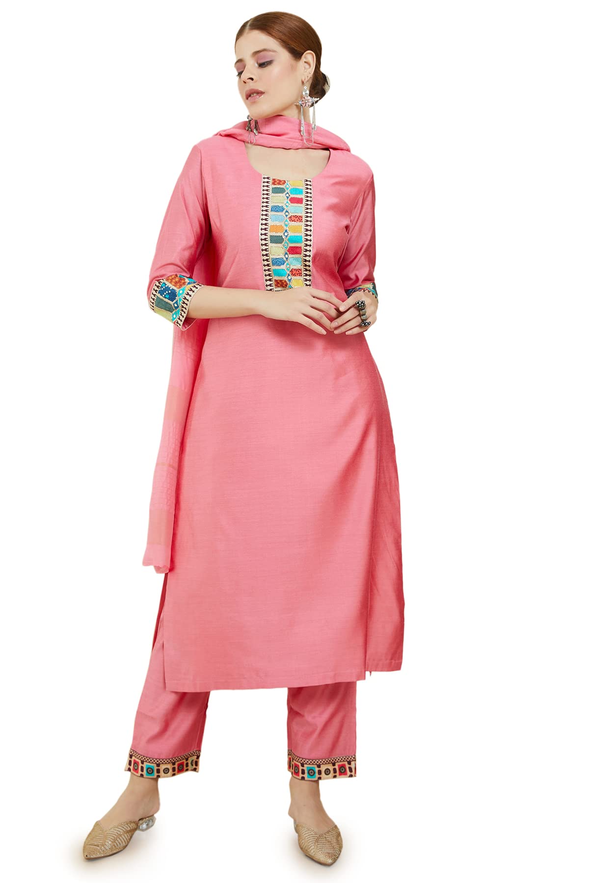 Soch Women Embroidered Silk Suit Set