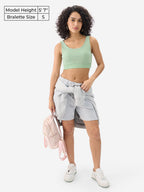The Souled Store Jade Green Women and Girls Round Neck Sleeveless Cotton Padded Bralette Top