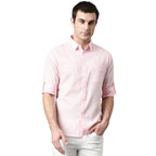 Dennis Lingo MenS Cotton Solid Slim Fit Casual Shirt With Pocket, Roll Up Full Sleeve Shirt For Formal & Casual Wear (C615_Pink