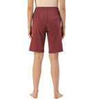 Enamor Essentials Womens Mid Rise Slim Fit Breathable Stretch Cotton Knee Length City Shorts with Invisible Zipper Pockets- E04