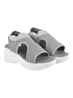 Shoetopia Lightweight Comfortable Trendy Flatforms Grey Sandals For Women & Girls