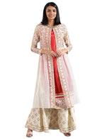 W For Woman Women'S Art Silk Regular Fit Kurta (18Aus11655-51091_Cream_14)