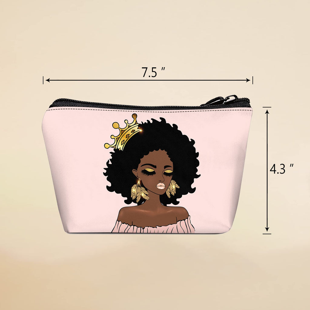 BDAWQUG Cosmetic Bag for Black Women African Queen Art Printing Fashion Makeup Bags 2 Pack Roomy Black Toiletry Pouch Travel Acc