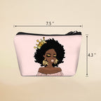 BDAWQUG Cosmetic Bag for Black Women African Queen Art Printing Fashion Makeup Bags 2 Pack Roomy Black Toiletry Pouch Travel Acc