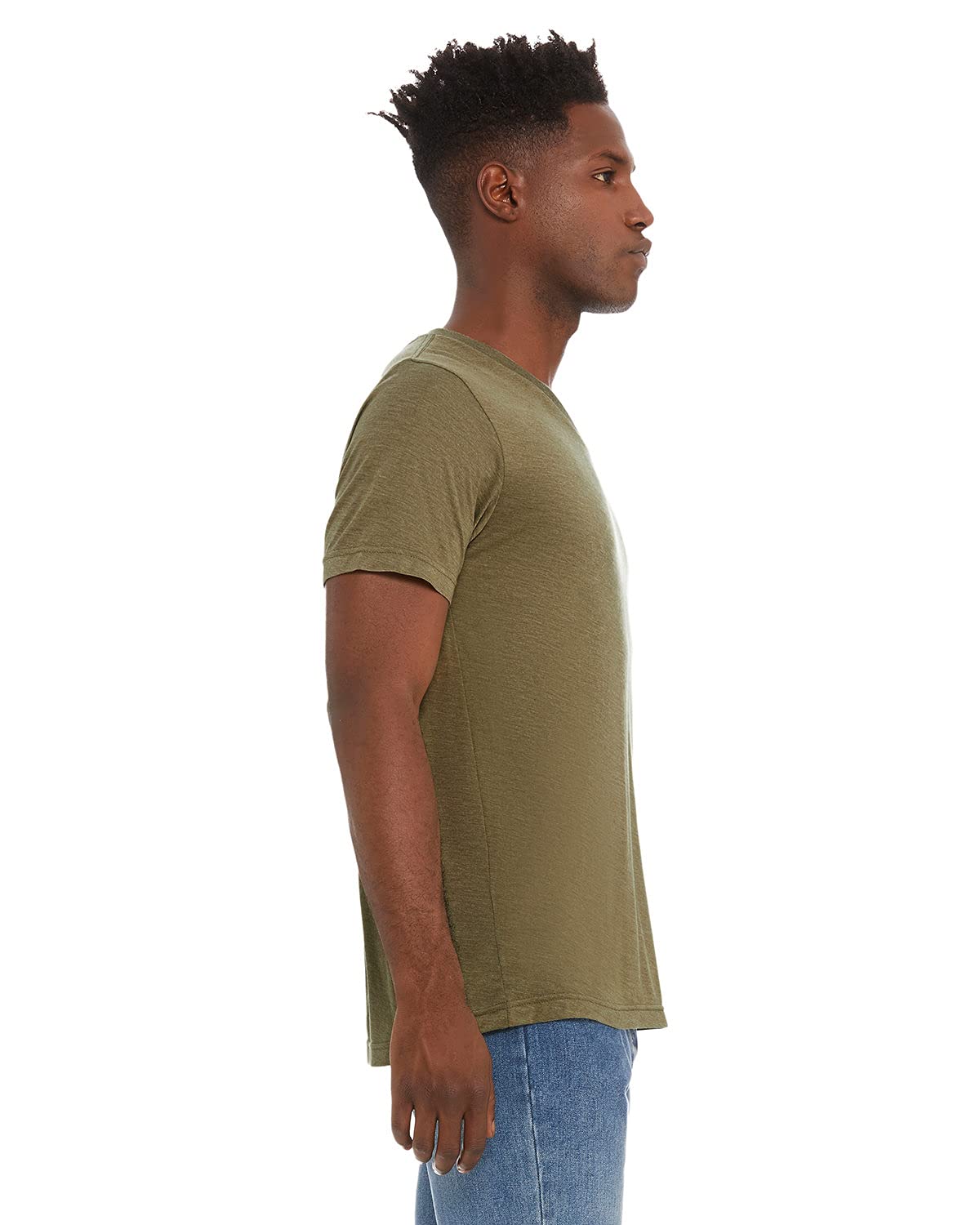 Unisex Triblend V-Neck T-Shirt - BLUE TRIBLEND - S(D0102H7WX6J)