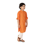 Fabindia Viscose Tussar Printed Long Kurta (Yellow-3-4 Year-10654886)
