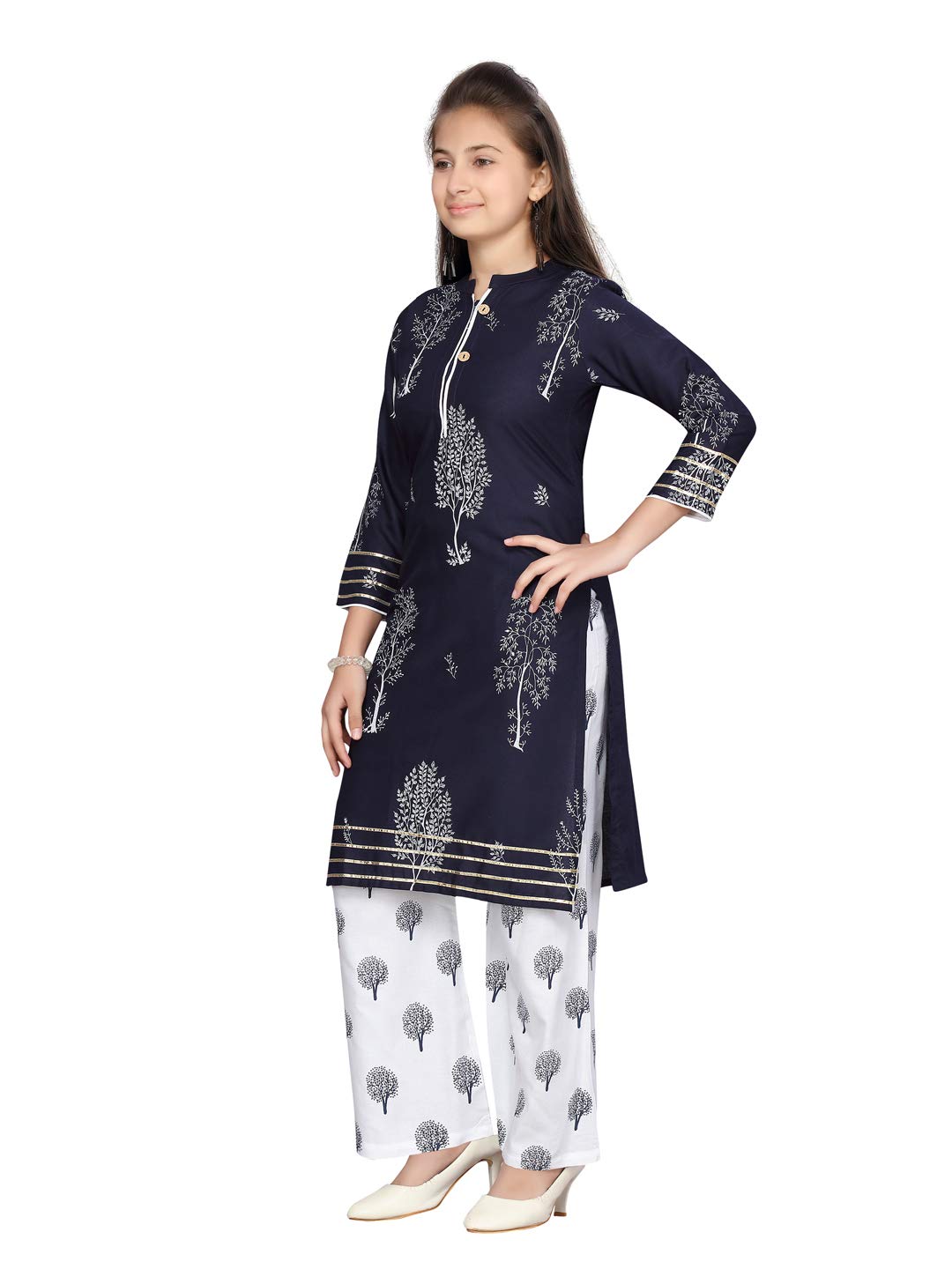 Aarika Girls Black Colour Cotton Printed Kurti