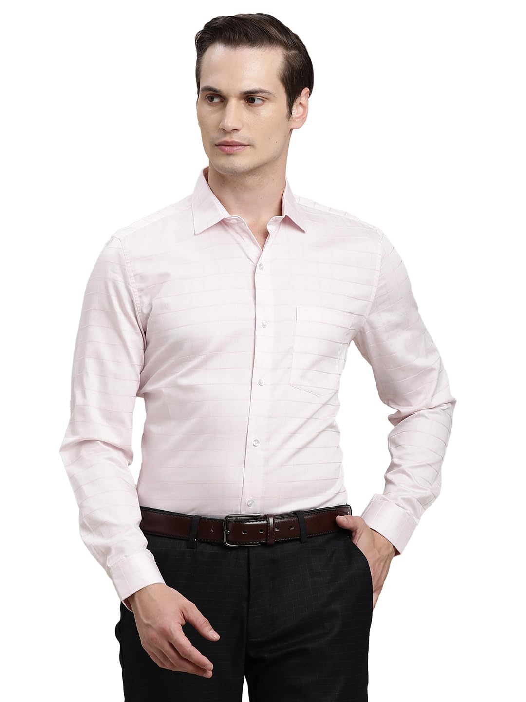 Turtle Men Pure Cotton Regular Fit Checkered Light Pink Formal Shirt