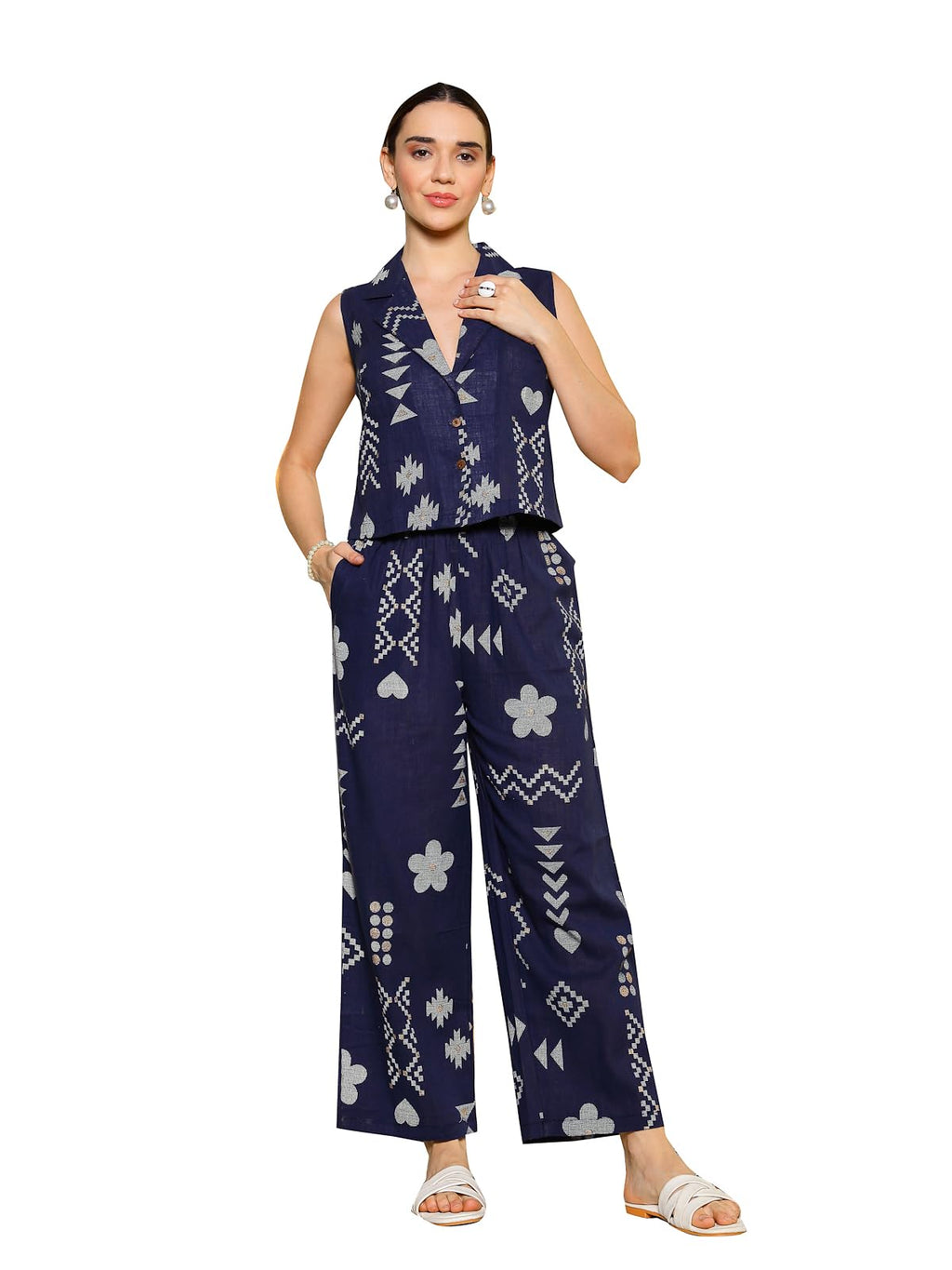 Stylum Women'S Geomatric Printed Rayon Slub Short Kurti (Csblueplay38_Blue, M)