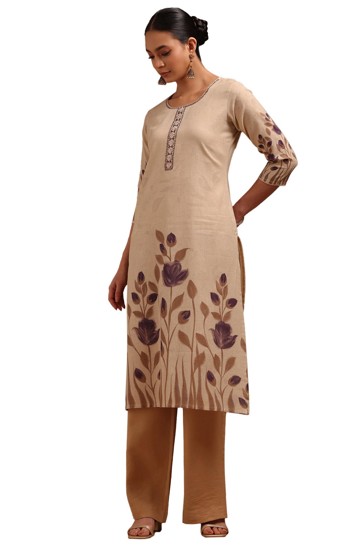 Soch Women Pure Cotton Floral Print Kurta with Thread Work