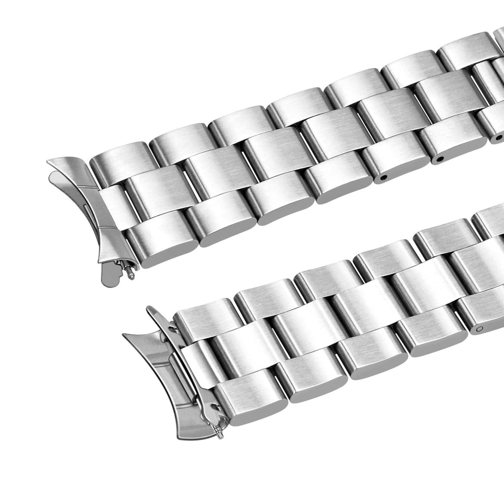 Juntan 20mm Watch Band Stainless Steel, Curved Solid End Tapered Metal Watch Strap, Oyster Watch Bracelet for Men Women with Dep