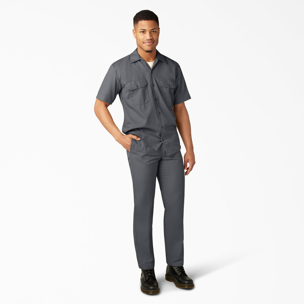 Unisex Short-Sleeve Work Shirt - BLAcK - S(D0102H7MFIP)