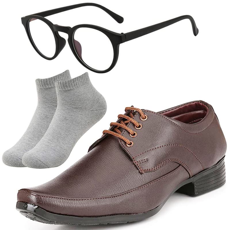 Vitoria Excellent l Men Black Lace Formal Shoes with Light Gray Socks & Selfi Black Frame/10 10