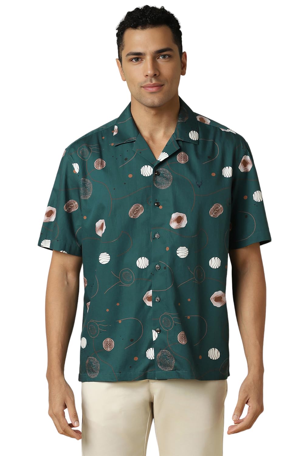 Allen Solly Men Regular Fit Printed Casual Short Sleeve Shirt
