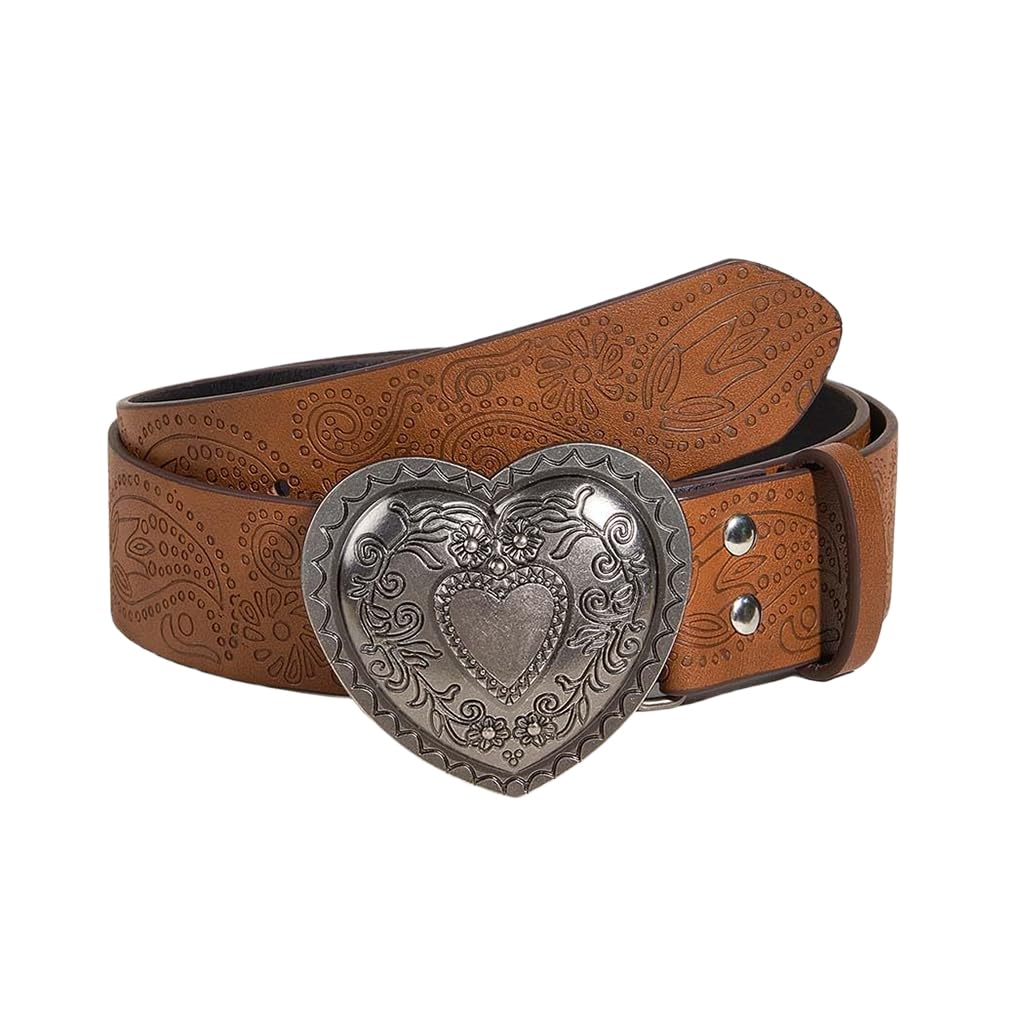 Sannidhi Belt For Womens Heart Western Leather Star Buckle Waist Belts For Jeans Pants Ladies Cowgirls Cowboys Belt