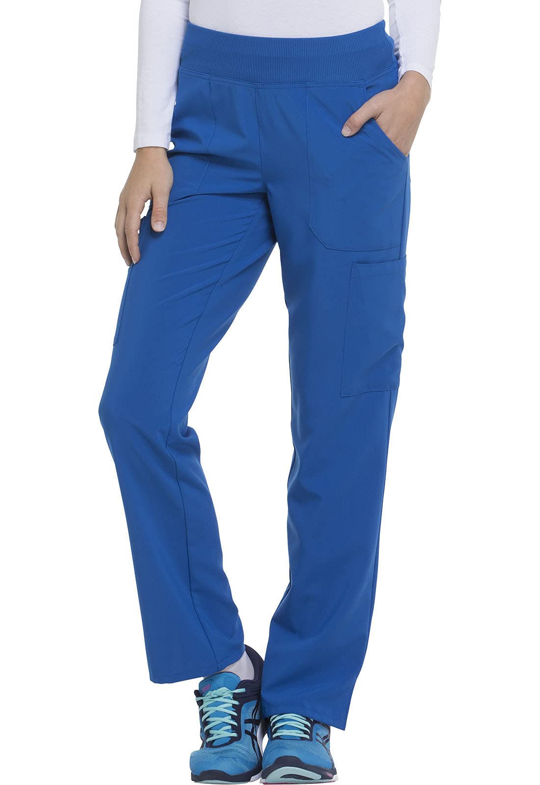 Dickies Women's Scrub Pants Natural Rise Tapered Leg Pull-On Bottoms with 7 Pockets and Knit Waistband Plus Size DK005, 2XL, Roy