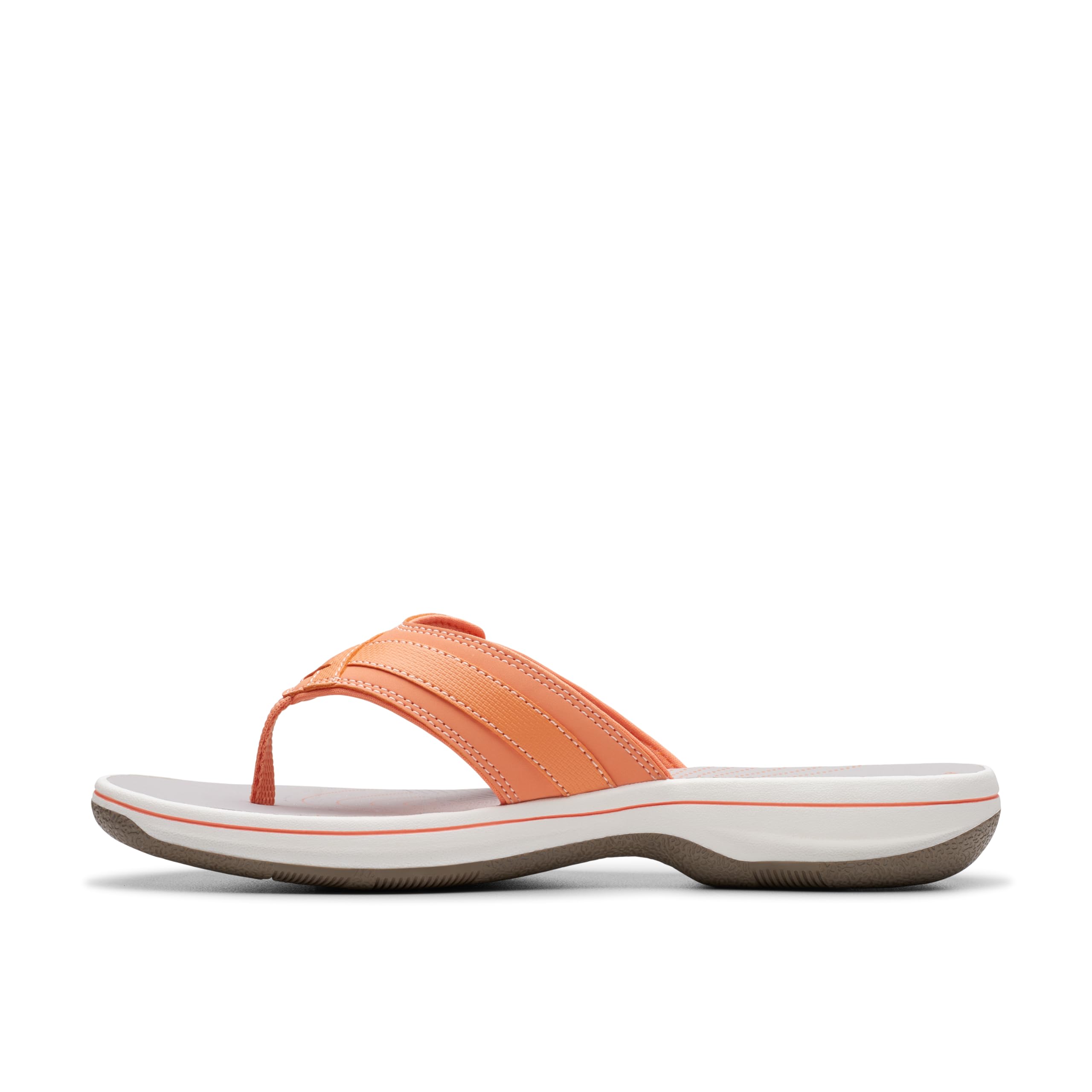 Clarks Women's Breeze Sea Flip-Flop, Tangerine/Pop Synthetic, 8
