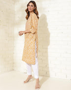 Fabindia WomenS Cotton Printed Regular Kurta (1037296Yellow_Yellow