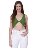 OOMPH! Crop Tops for Women, Green - mt580