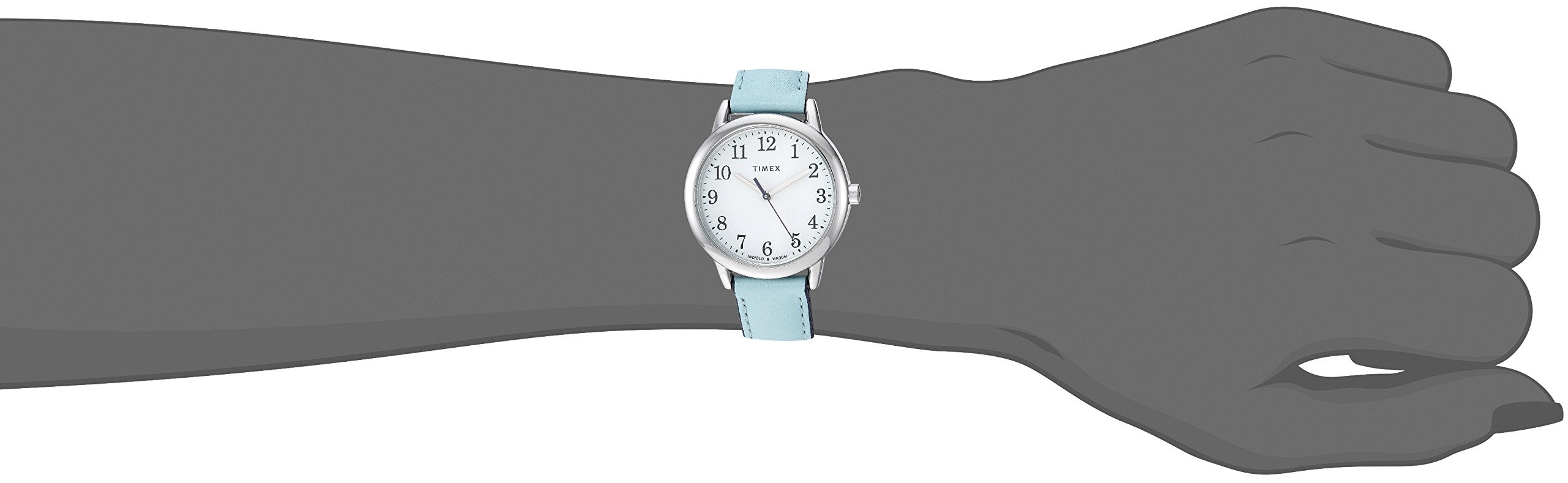 Timex Women's Easy Reader 30mm Watch - Silver-Tone Case White Dial with Light Blue Leather Strap