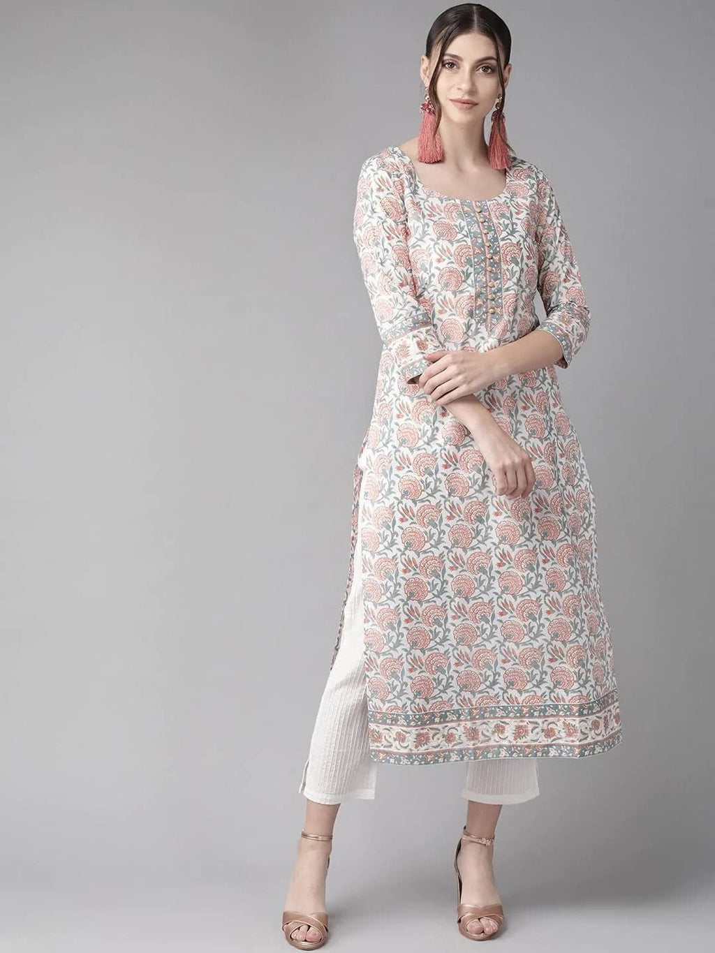 LookMark Womens Cotton Floral Regular Kurta