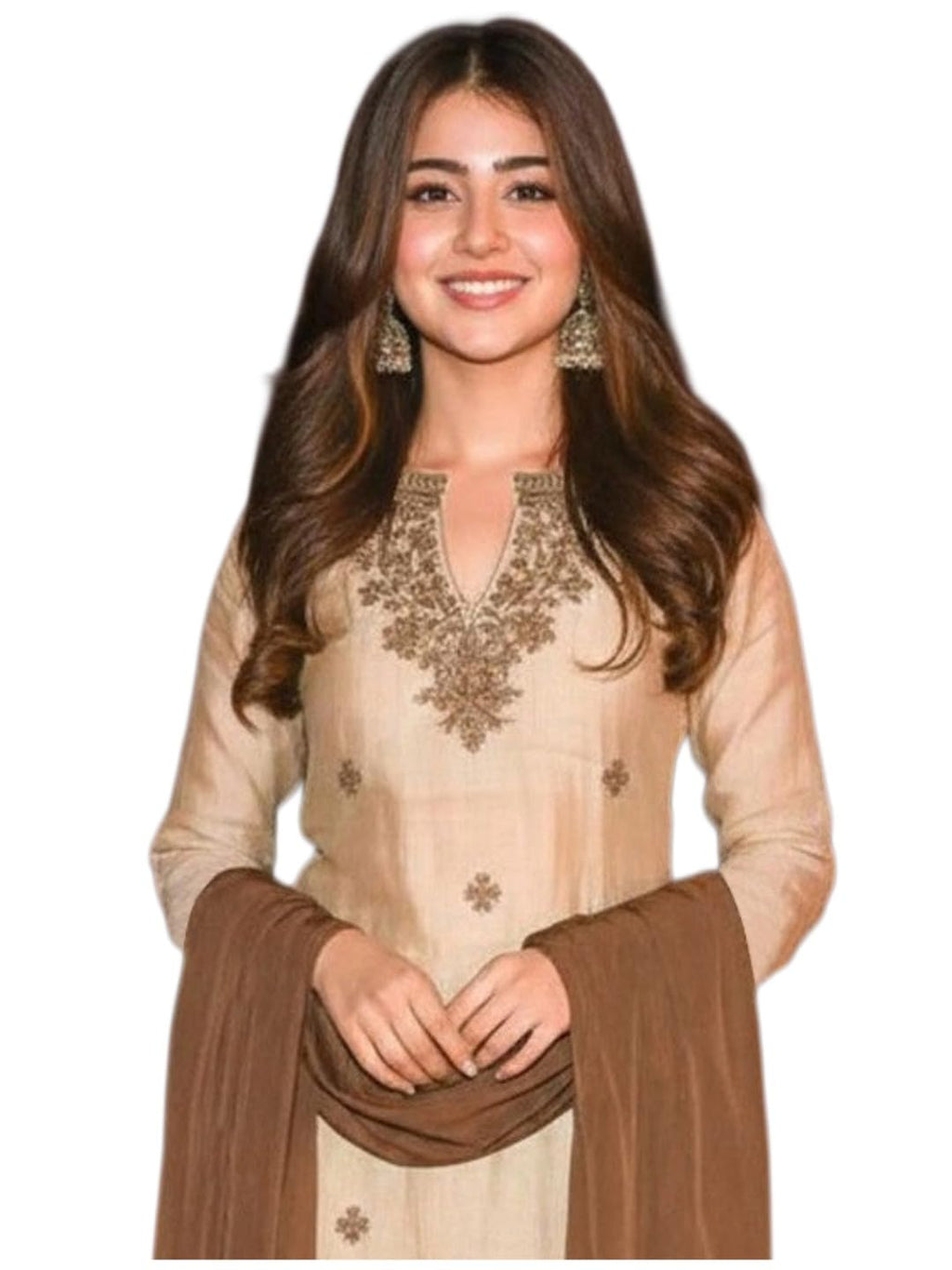 ANNI Designer Womens Viscose Blend Embroidered Straight Kurta with Pant & Dupatta (Nilakshi Cream_XXL_Cream_XX-Large)