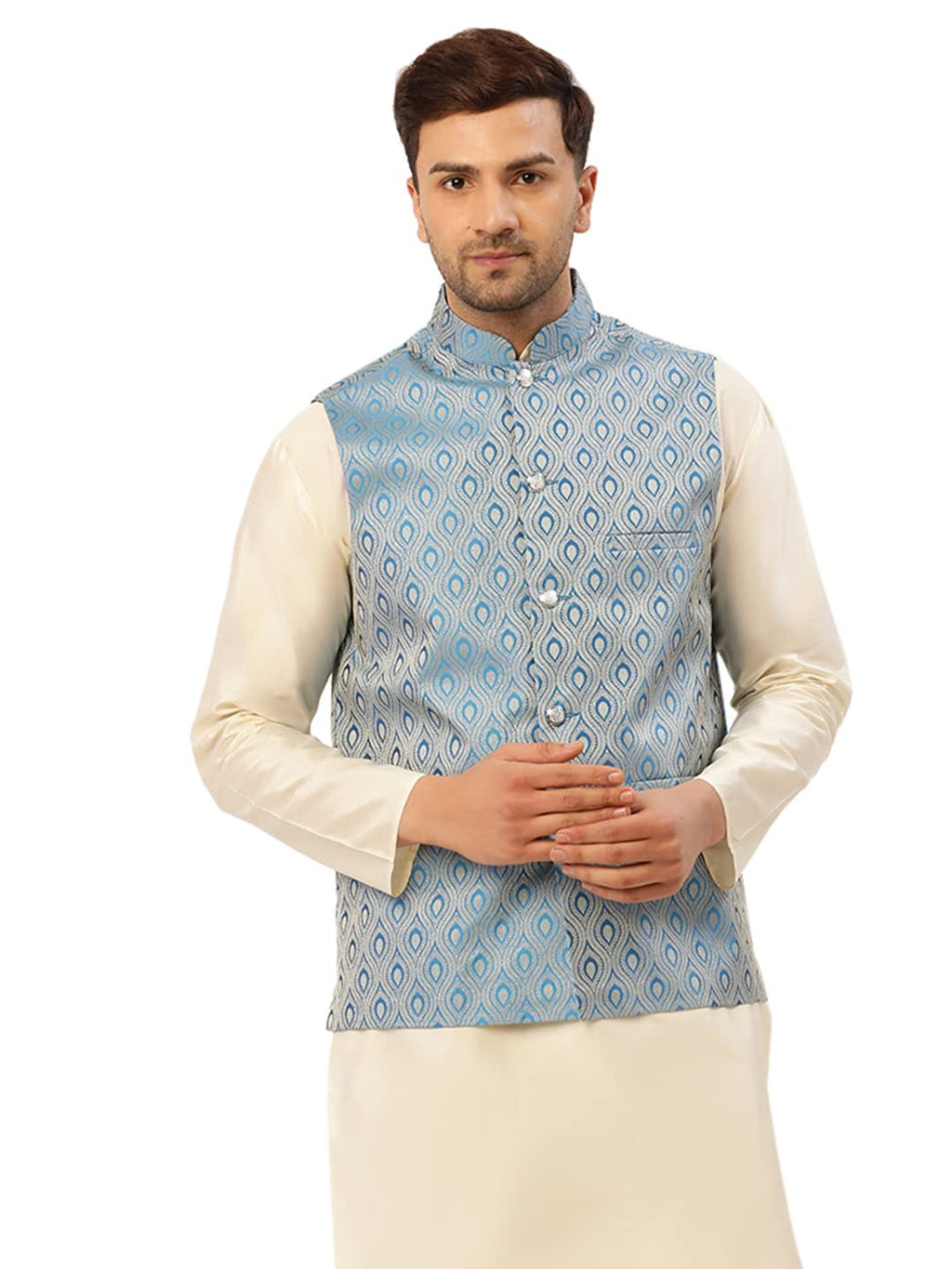 Jompers Mens Woven Jacquard Nehru Jacket
