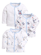 BABY GO Baby Boy Full Sleeves 100% Pure Cotton Regular Fit T-Shirt Combo Pack of 3 (White) 6 Months-9 Months