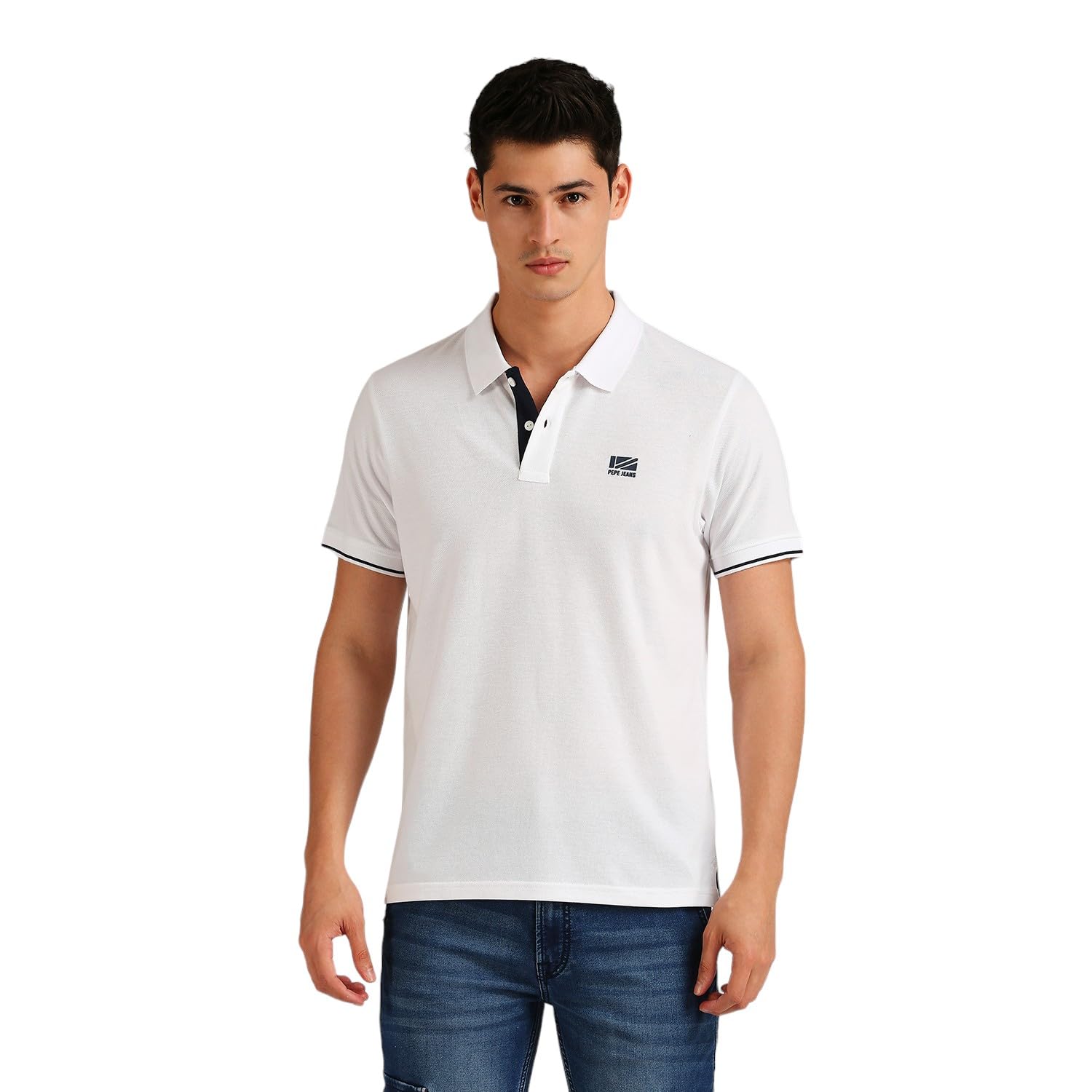 Pepe Jeans MenS Solid Regular Fit T-Shirt (Pm542215_White