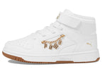 PUMA Rebound Layup Mid Hook and Loop Sneaker, White White Gold, 11 US Unisex Little Kid