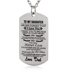 FAYERXL to My Daughter Dog Tag Necklace Gift Ideas from Dad Inspiration Quote Birthday/Valentine's Day/Graduation/Christmas Gift