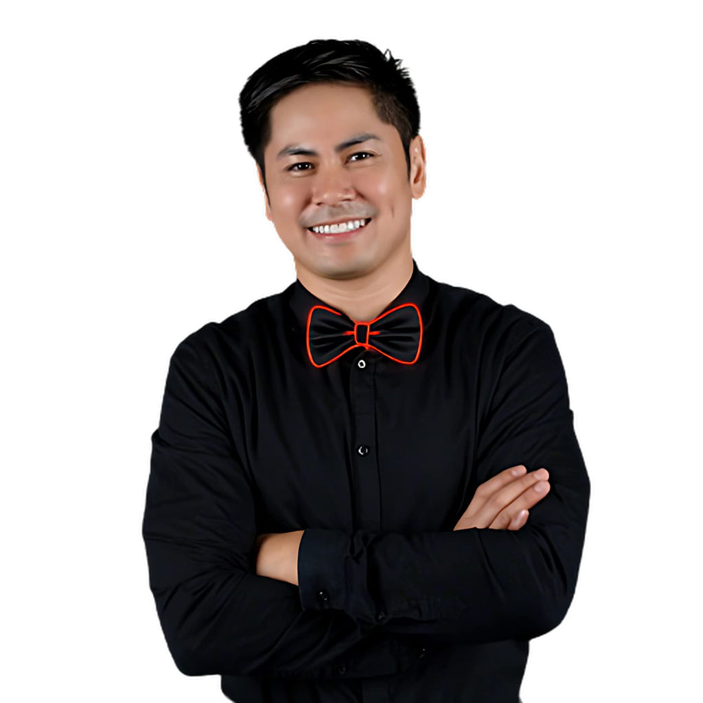 blinkee Flashing EL Wire Red Bow Tie for Men Night Rave Parties