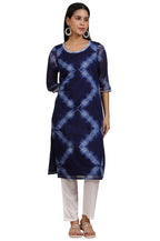 Aurelia Women'S Geometric Printed Thread Work Straight Polyester Kurta (Size: L)-A15625-508801 Blue