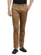 Turtle Men Cotton Stretch Khaki Printed Narrow Fit Casual Trouser
