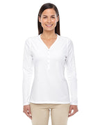 Ladies Perfect FitY-Placket convertible Sleeve Knit Top - WHITE - XS(D0102H7YEAX)