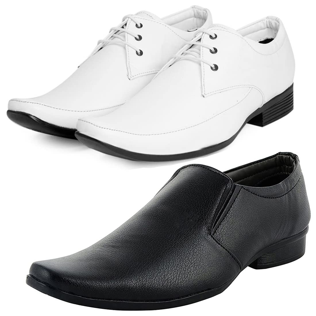 Relaxed Trendy Formal Shoes/Party Shoes/ 2 Shoes Combo with Free Belt for Men and Boys (BAZAAR8317_VTR007BdrWht2003Blk) Mult 7
